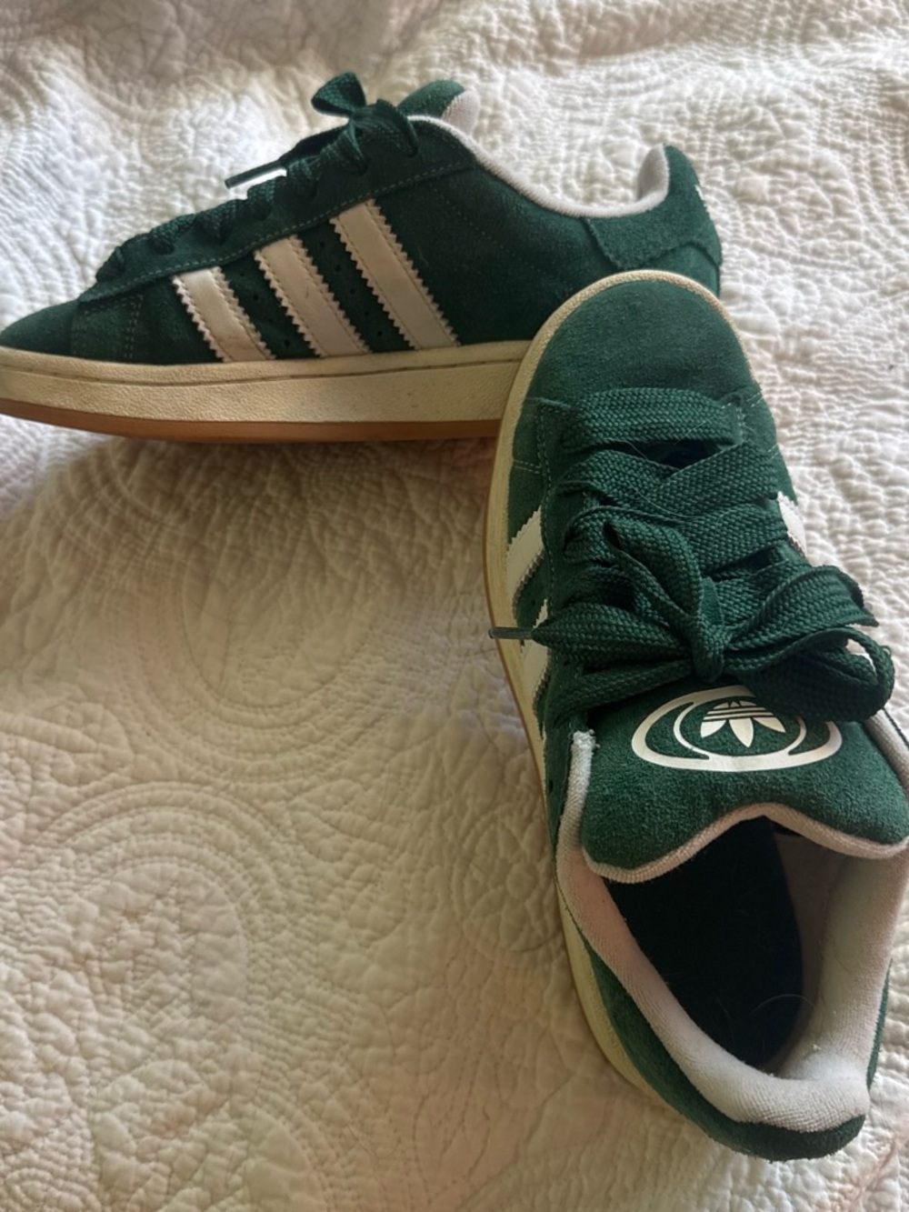 Adidas Campus 00s Green Suede Sneakers with White Stripes Men’s Size 6 - Picture 2 of 6